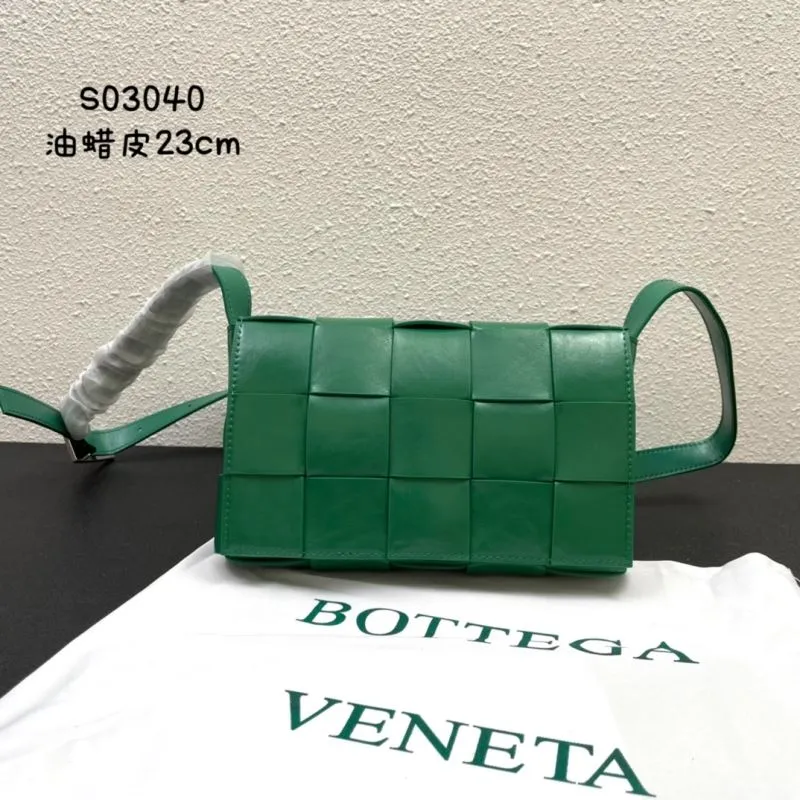 Bottega Veneta Green Leather Satchel Crossbody Bag S03040 23cm