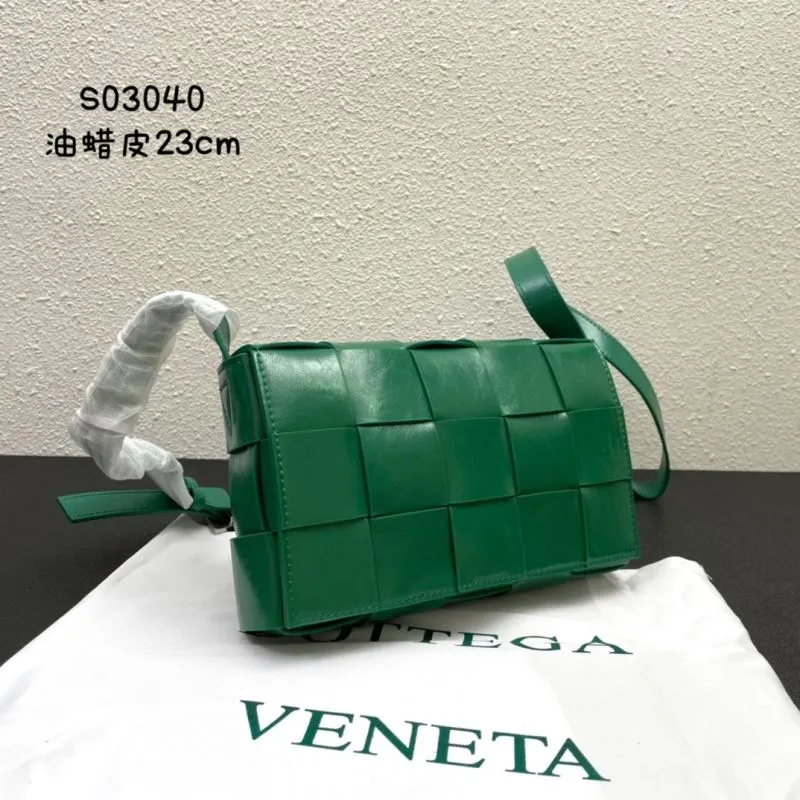 Bottega Veneta Green Leather Satchel Crossbody Bag S03040 23cm - Image 3