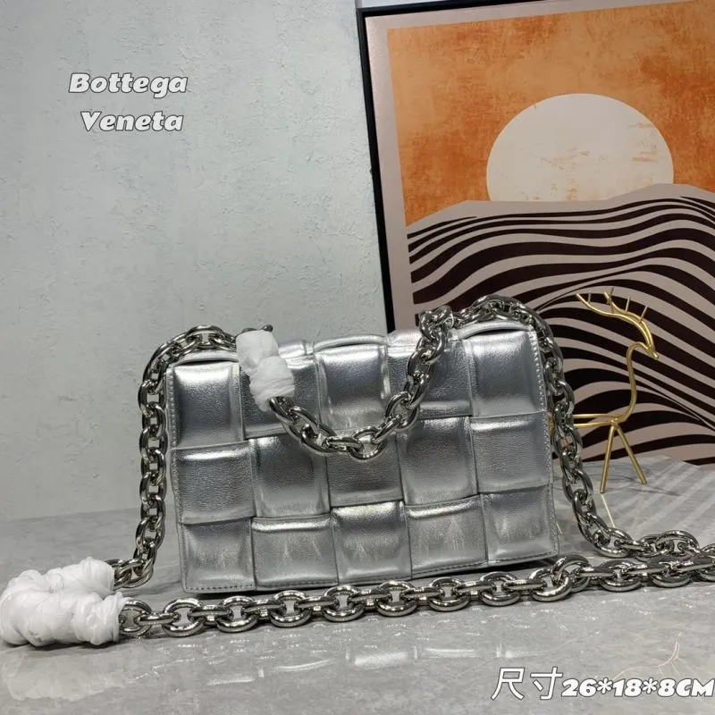 Bottega Veneta Silver Chain Satchel Bag