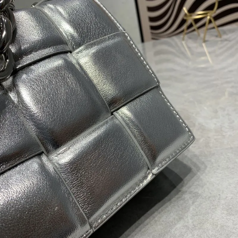Bottega Veneta Silver Chain Satchel Bag - Image 5