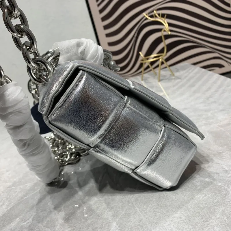 Bottega Veneta Silver Chain Satchel Bag - Image 6