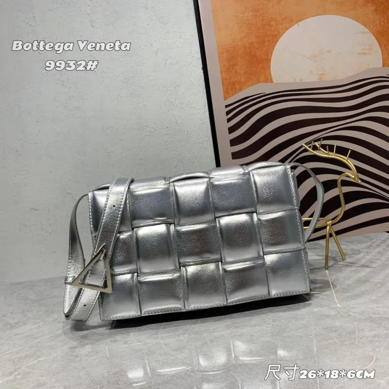 Bottega Veneta Silver Crossbody Satchel Bag 9932
