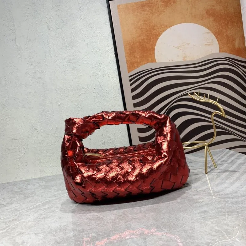 BV Metallic Red Woven Satchel Bag 398