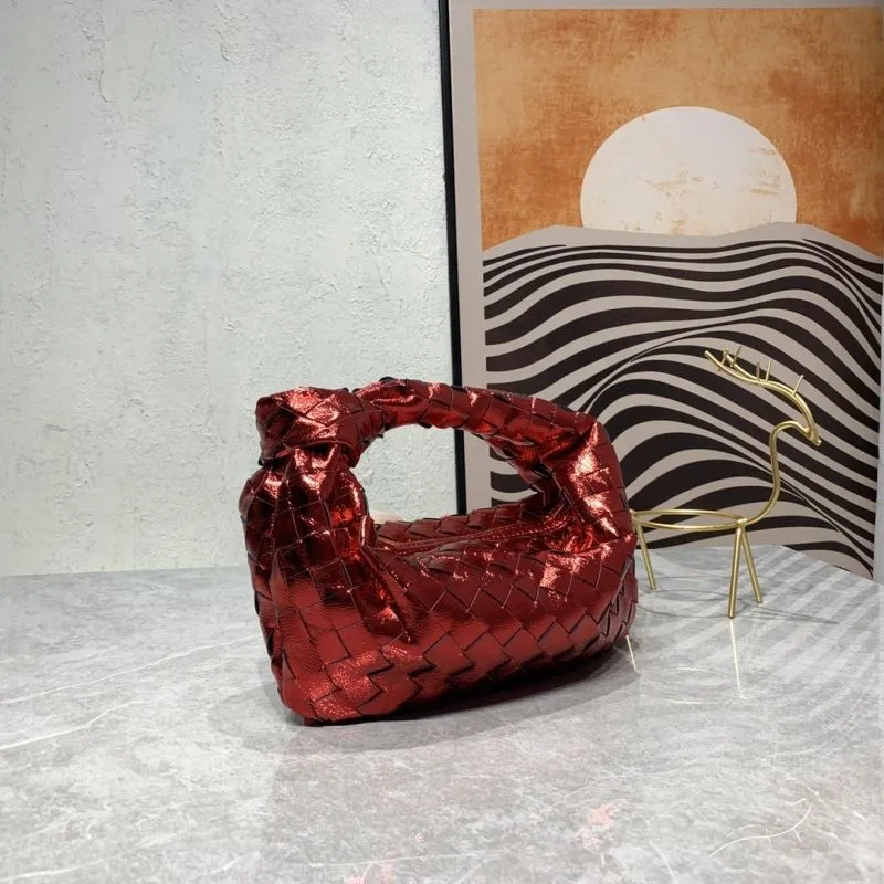 Alternative view of BV Metallic Red Woven Satchel Bag 398