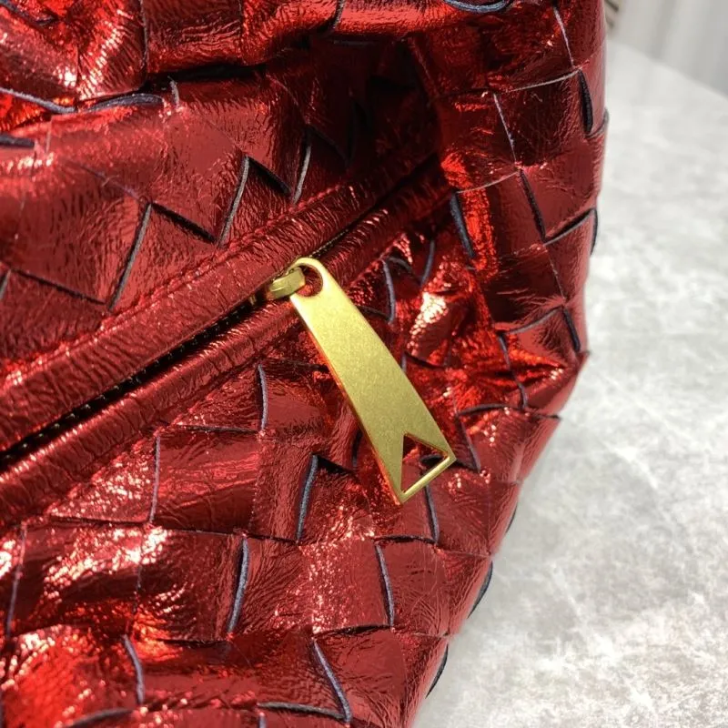 BV Metallic Red Woven Satchel Bag 398 - Image 5
