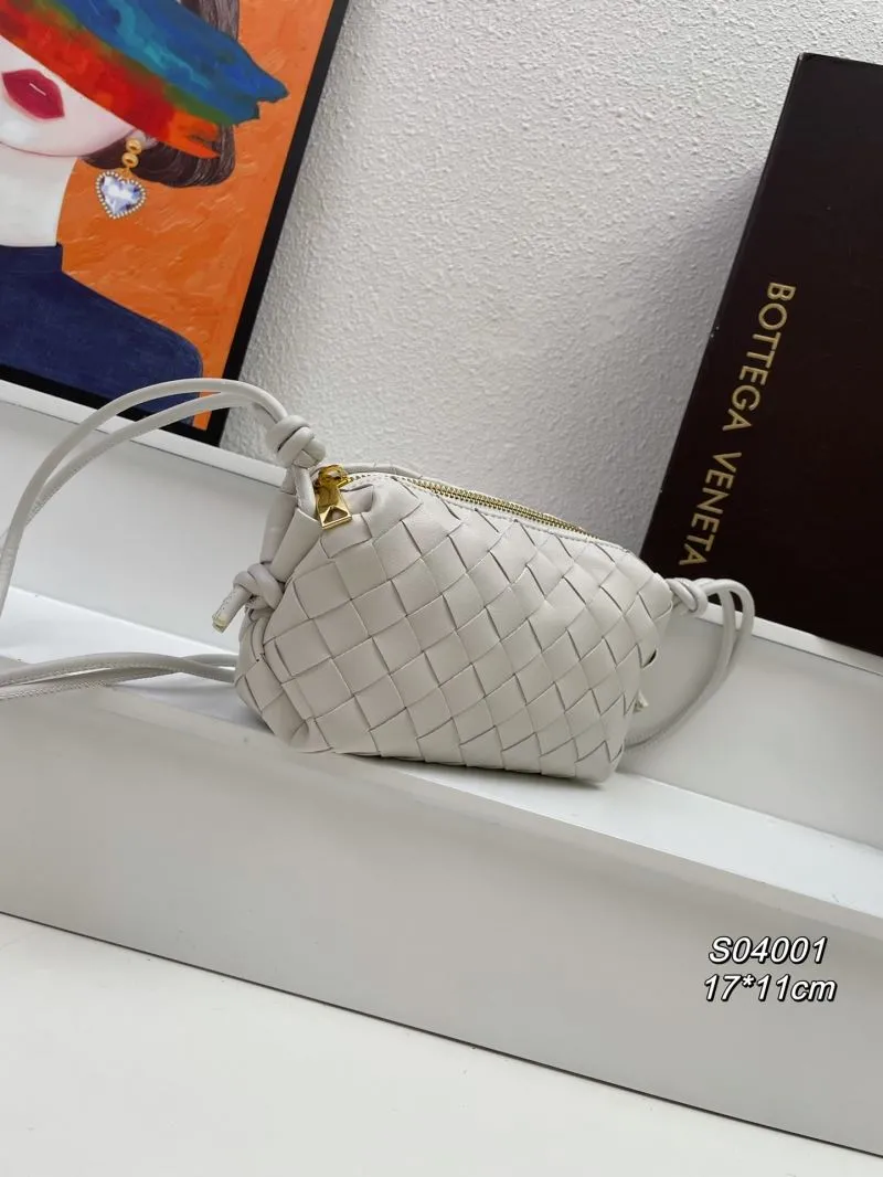 Alternative view of Bottega Veneta Light Gray Woven Crossbody Bag S04001