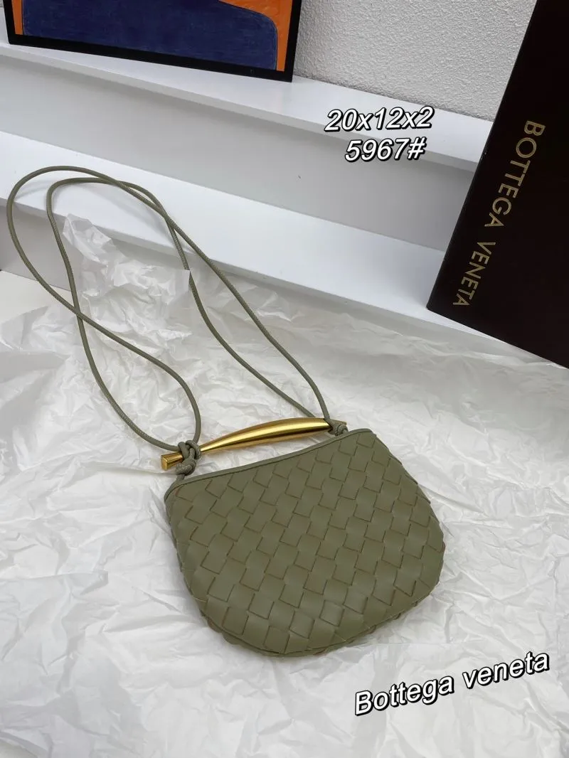 Bottega Veneta Olive Green Woven Crossbody Bag 5967