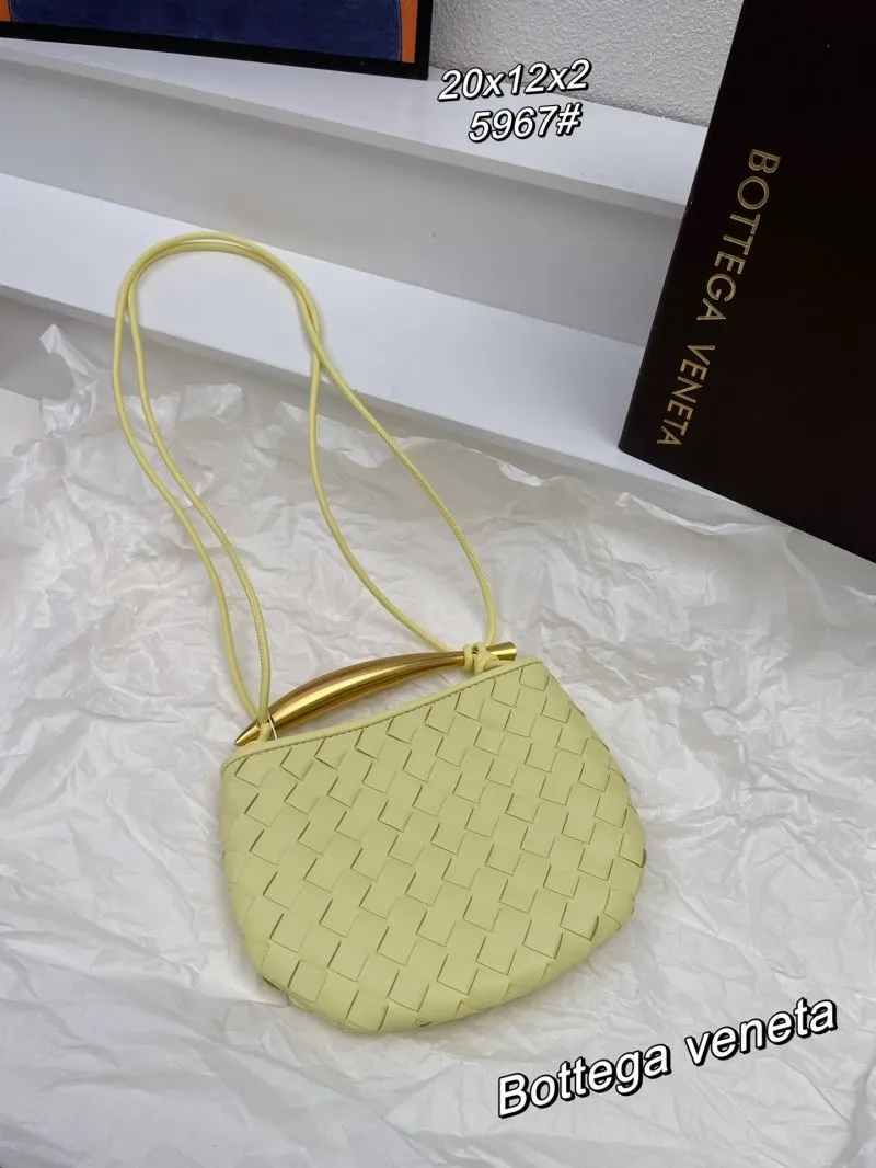Bottega Veneta Pale Yellow Woven Mini Satchel Bag