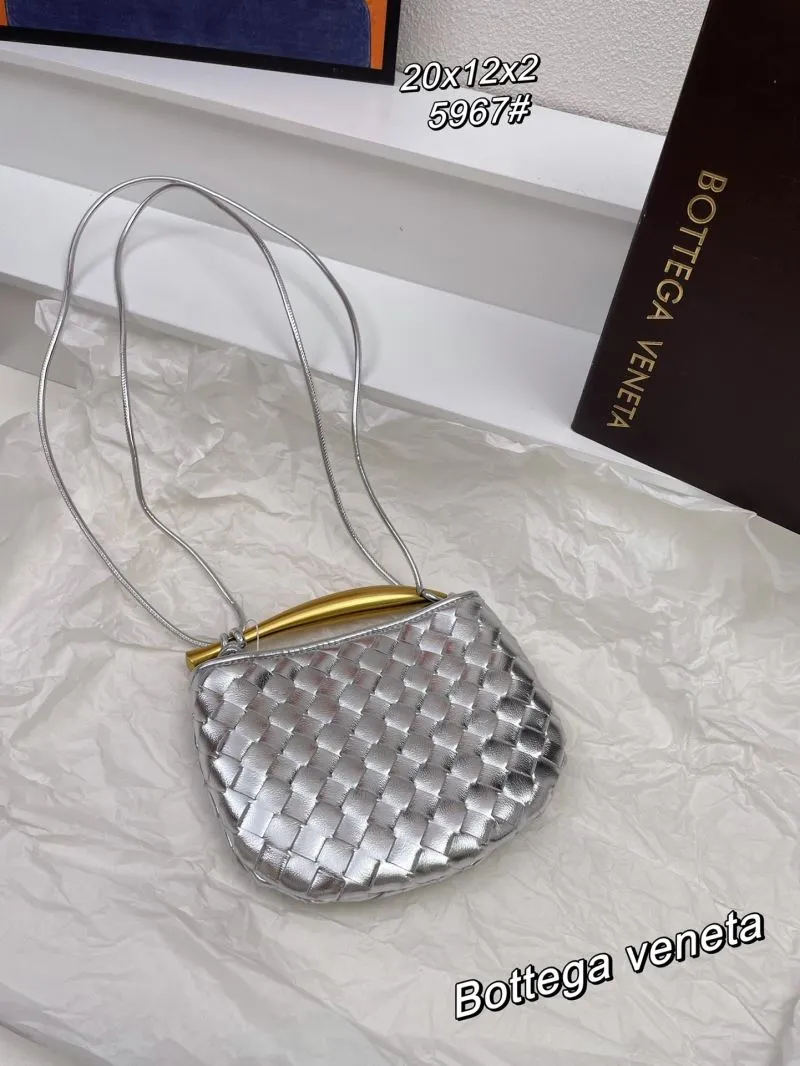 Bottega Veneta Silver Woven Satchel Bag 5967