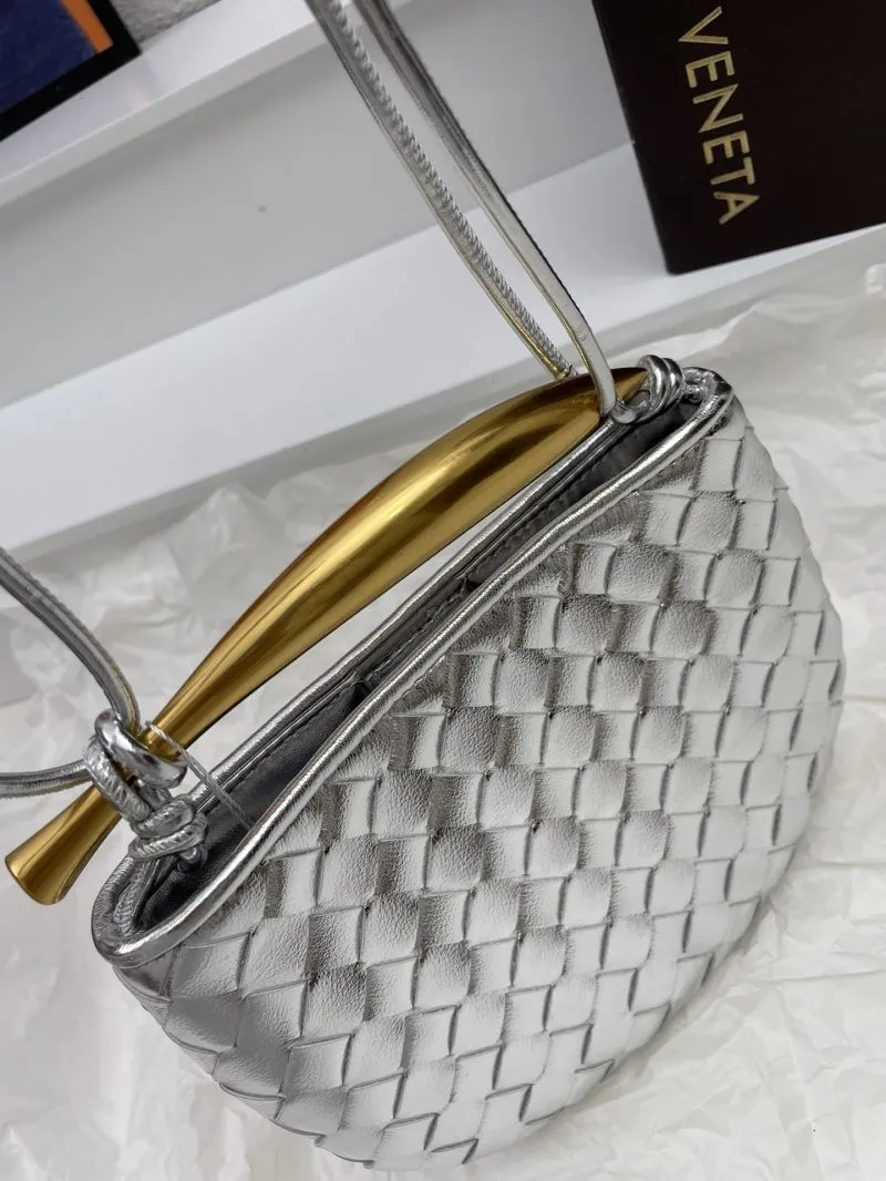 Bottega Veneta Silver Woven Satchel Bag 5967 - Image 7