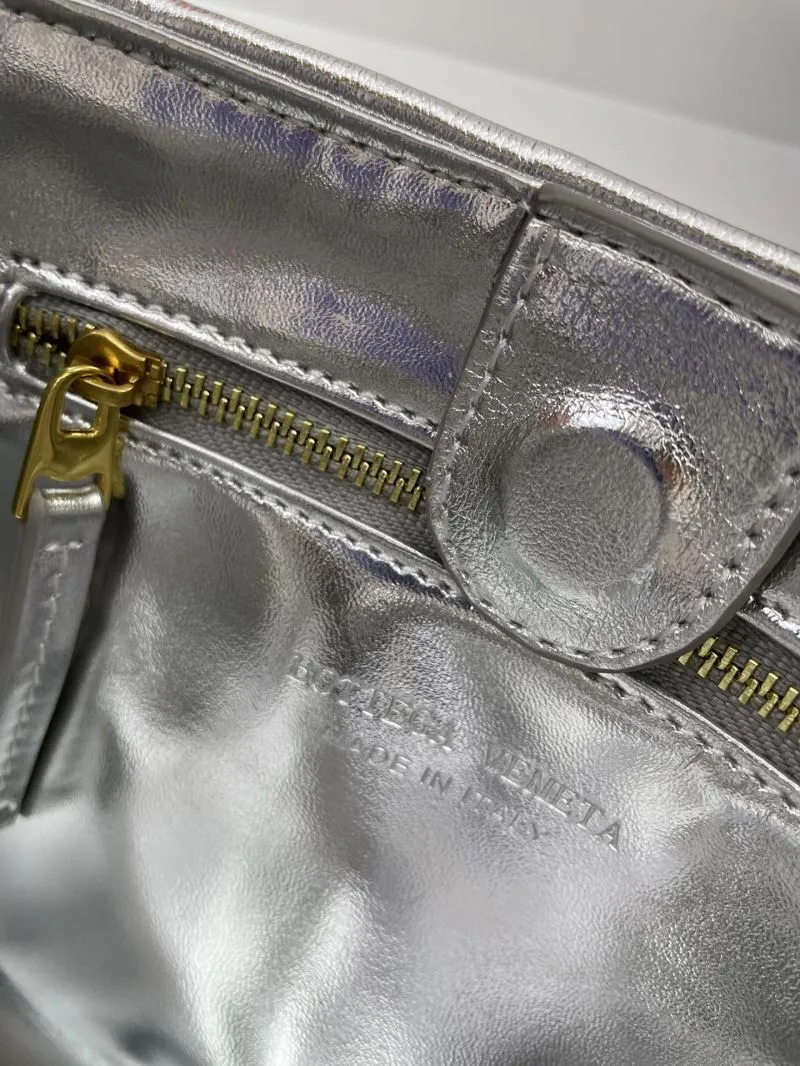 Bottega Veneta Silver Woven Satchel Bag 5967 - Image 9