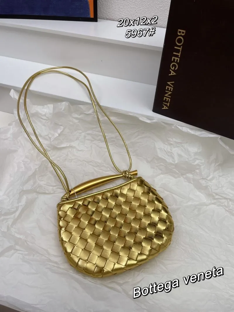 Bottega Veneta Gold Woven Mini Shoulder Bag 5967