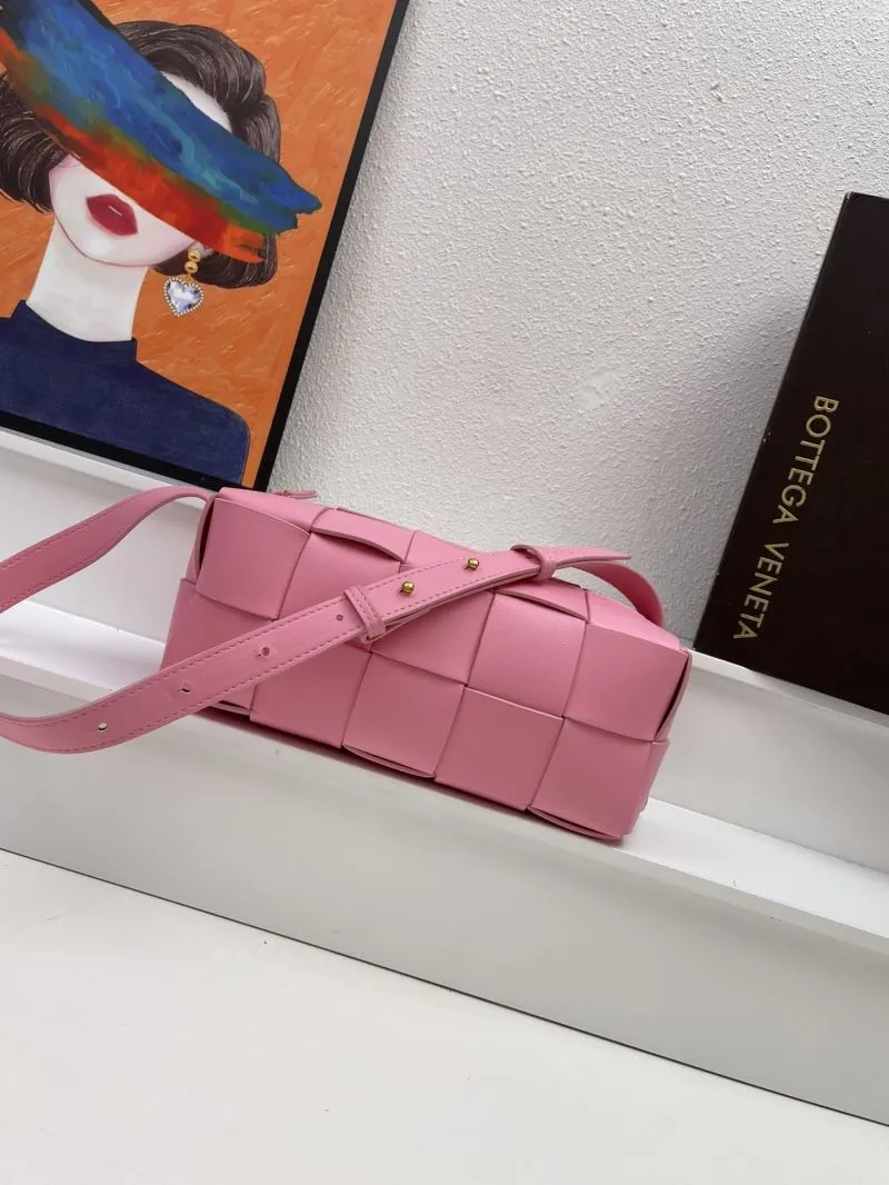 Bottega Veneta Pink Woven Satchel Bag 431