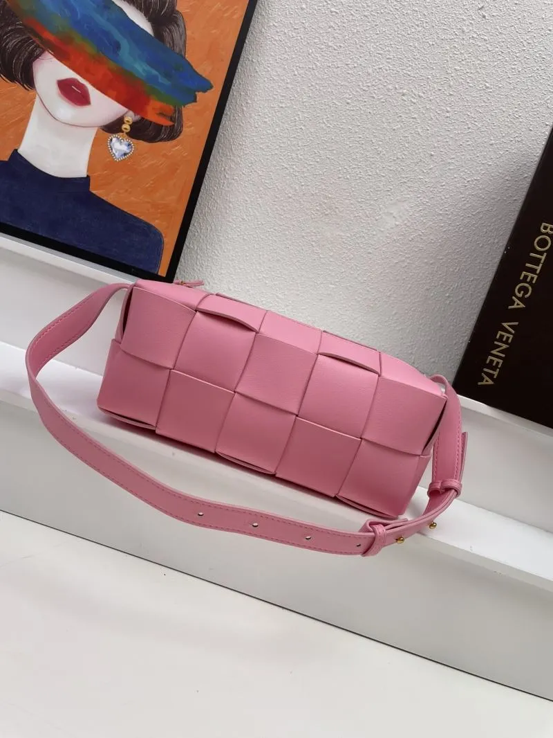 Alternative view of Bottega Veneta Pink Woven Satchel Bag 431