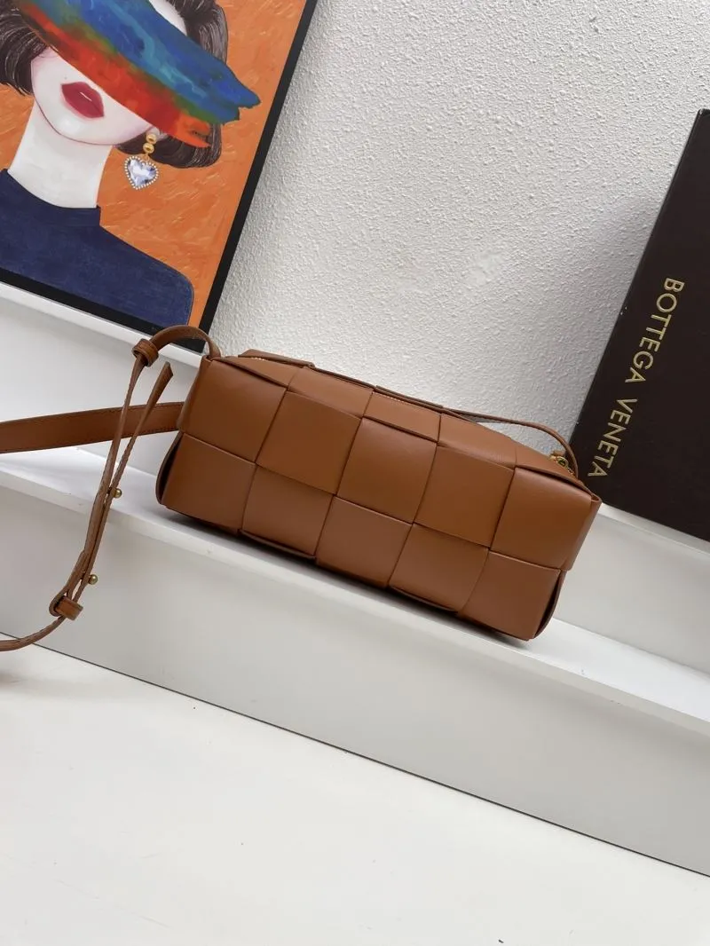 Bottega Veneta Brown Leather Crossbody Satchel Bag