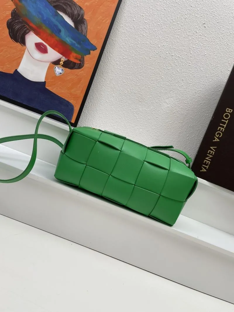Bottega Veneta Green Woven Satchel Crossbody Bag 433