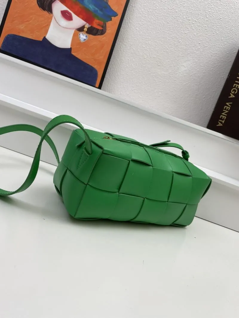 Bottega Veneta Green Woven Satchel Crossbody Bag 433 - Image 3