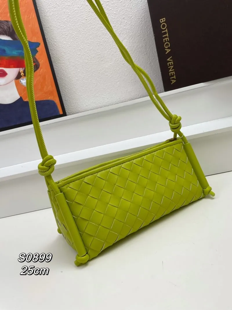 Alternative view of Bottega Veneta Lime Green Woven Shoulder Bag S0899 25cm
