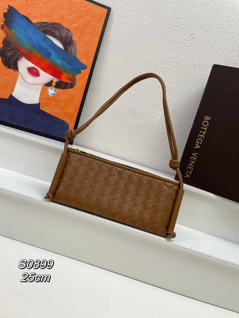 Bottega Veneta Brown Woven Shoulder Bag S0899 25cm