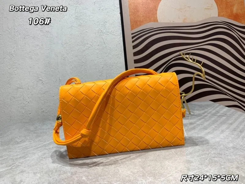 Bottega Veneta Orange Woven Satchel Bag 106#
