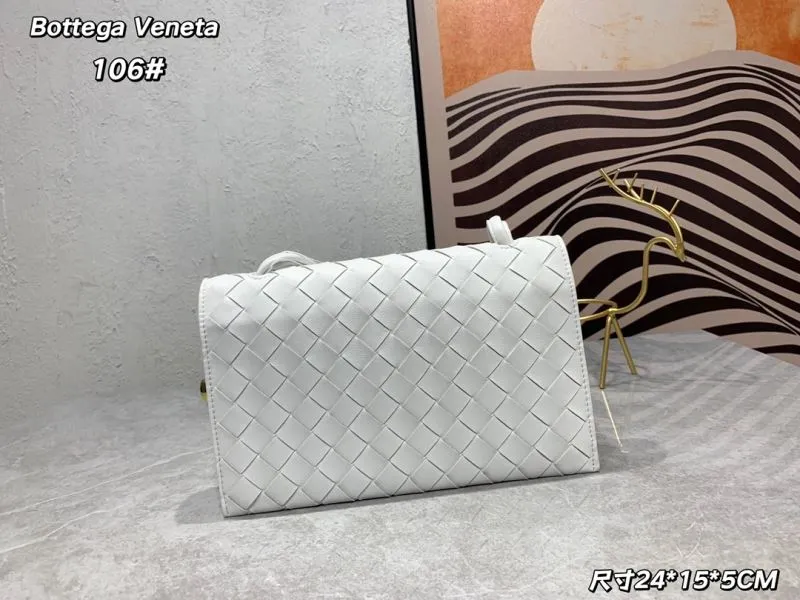 Bottega Veneta White Woven Satchel Bag 106# - Image 3