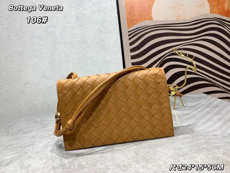 Bottega Veneta 106# Brown Woven Satchel Bag