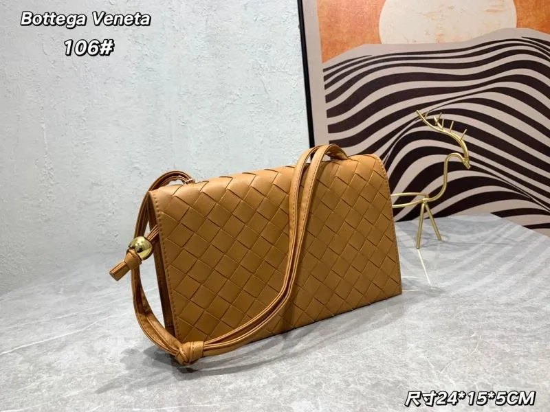 Alternative view of Bottega Veneta 106# Brown Woven Satchel Bag