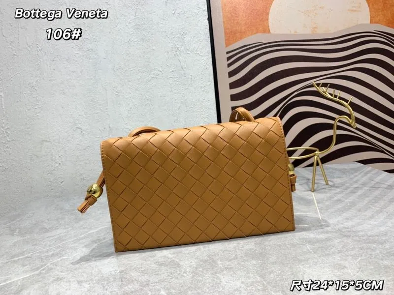 Bottega Veneta 106# Brown Woven Satchel Bag - Image 3