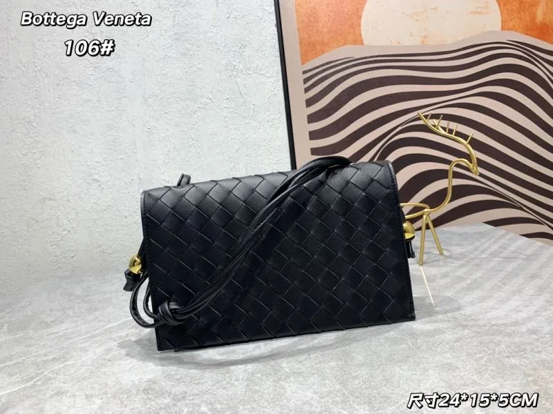 Bottega Veneta 106# Black Leather Satchel Bag