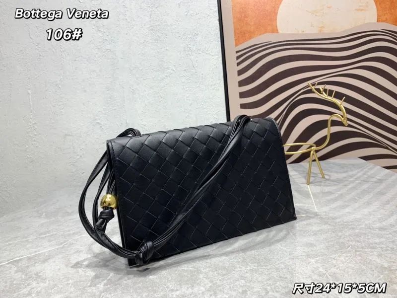 Alternative view of Bottega Veneta 106# Black Leather Satchel Bag