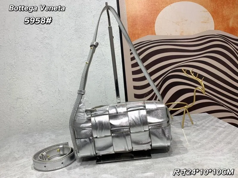 Bottega Veneta 5958 Silver Satchel Bag