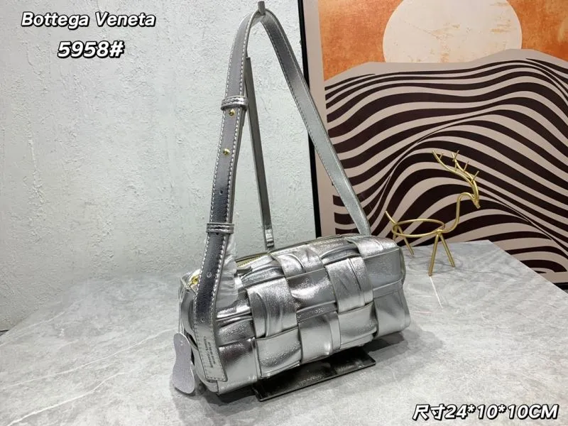 Alternative view of Bottega Veneta 5958 Silver Satchel Bag