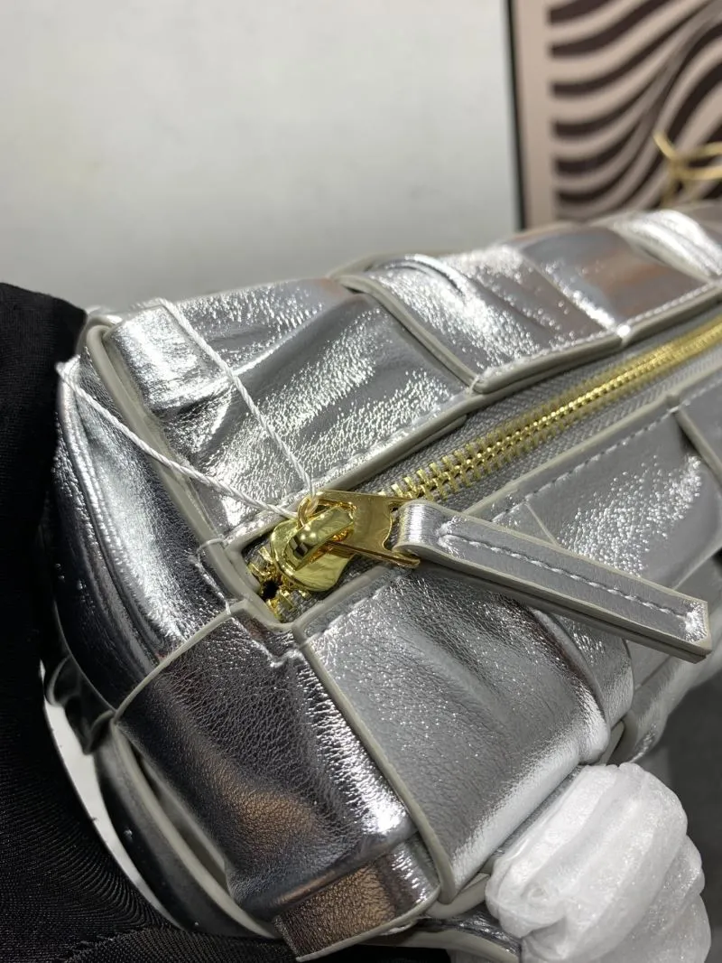 Bottega Veneta 5958 Silver Satchel Bag - Image 6