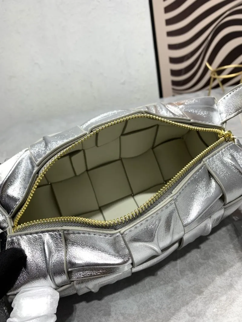 Bottega Veneta 5958 Silver Satchel Bag - Image 8