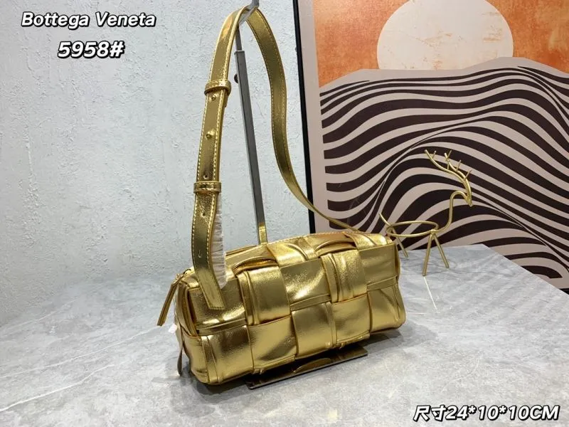 Alternative view of Bottega Veneta 5958 Gold Leather Satchel Bag