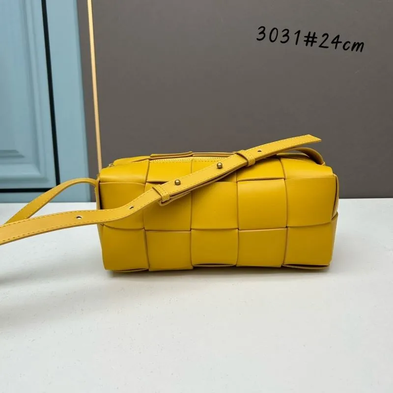 BV Yellow Woven Satchel Crossbody Bag 3031 24cm