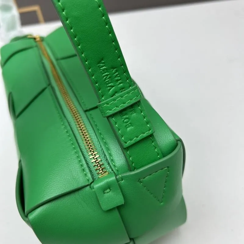 BV Green Leather Woven Satchel Bag 24cm 3031 - Image 4