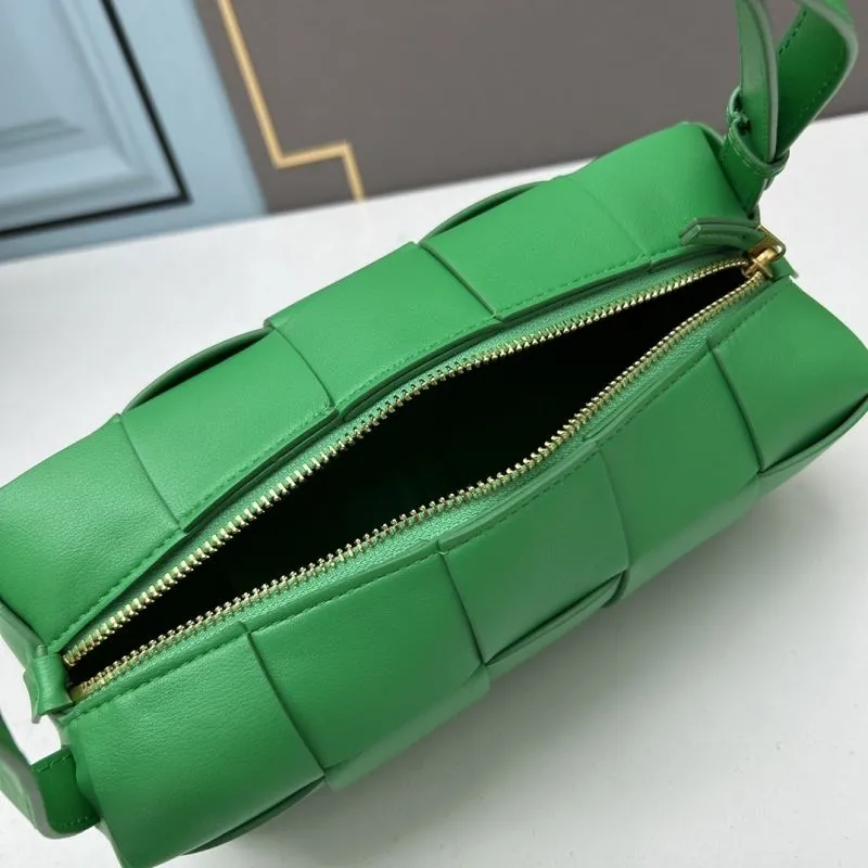 BV Green Leather Woven Satchel Bag 24cm 3031 - Image 7