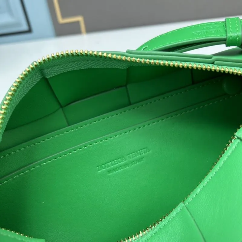 BV Green Leather Woven Satchel Bag 24cm 3031 - Image 8