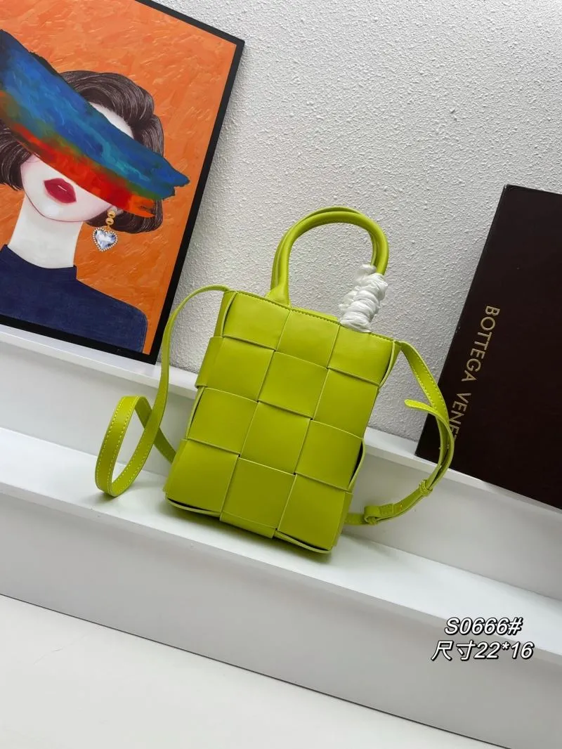 Bottega Veneta S0666 Lime Green Satchel Bag