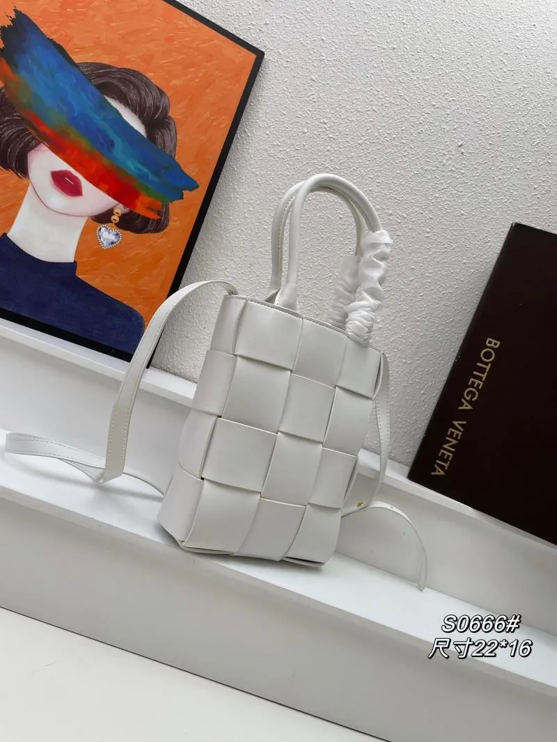 Alternative view of Bottega Veneta White Woven Satchel Bag S0666