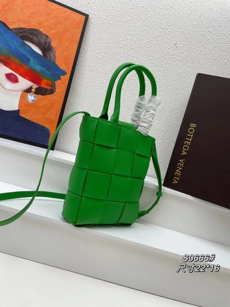 Alternative view of Bottega Veneta Green Woven Satchel Bag S0666