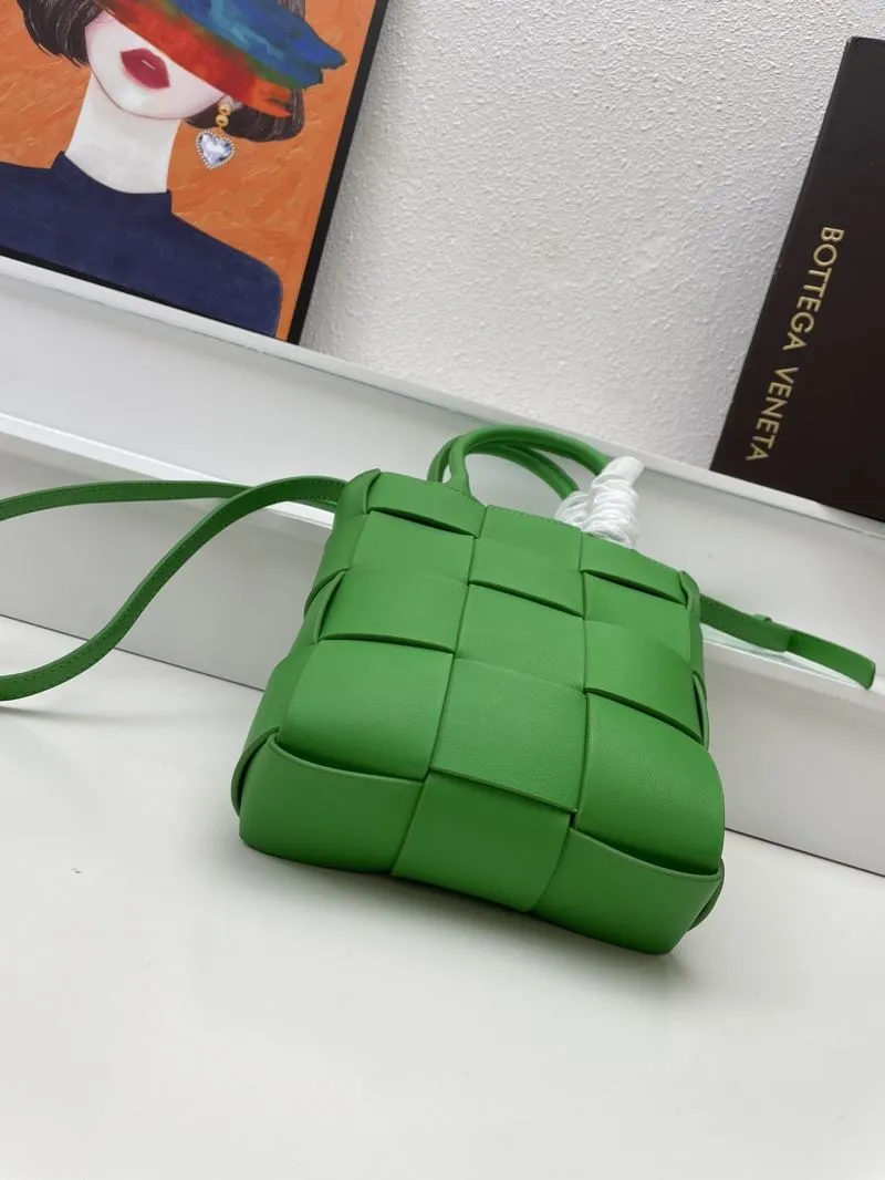 Bottega Veneta Green Woven Satchel Bag S0666 - Image 7