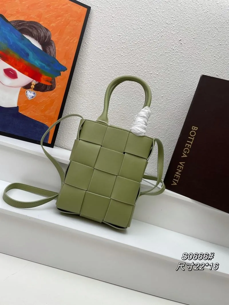 Bottega Veneta Olive Green Woven Satchel Bag S0666