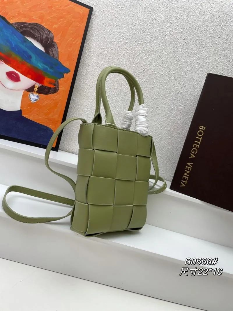 Alternative view of Bottega Veneta Olive Green Woven Satchel Bag S0666