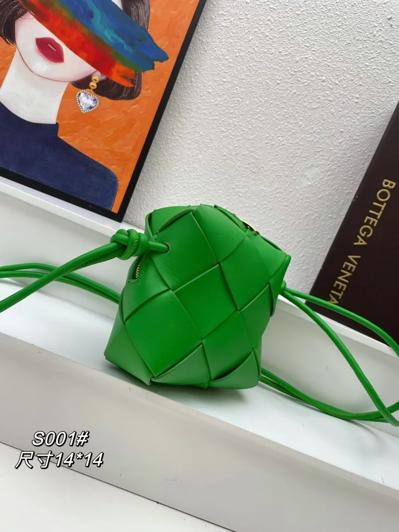 Alternative view of Bottega Veneta Green Woven Bucket Crossbody Bag S001