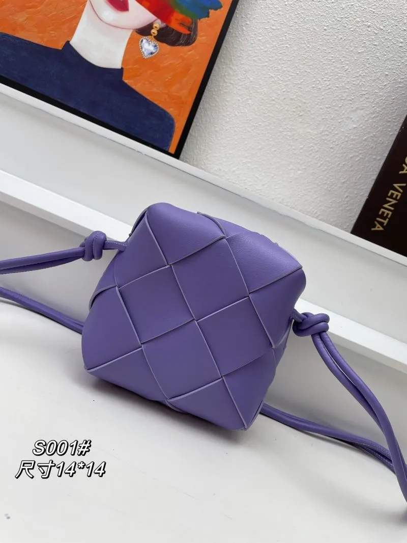 Bottega Veneta Purple Woven Crossbody Bucket Bag S001 - Image 3