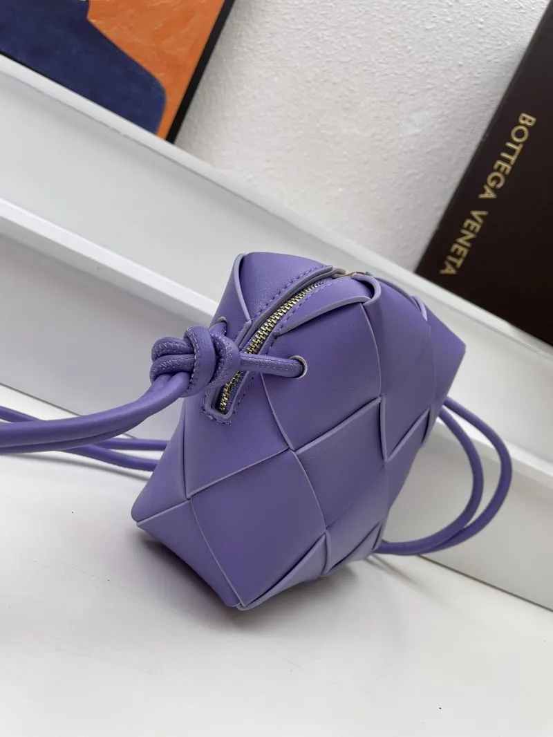 Bottega Veneta Purple Woven Crossbody Bucket Bag S001 - Image 5