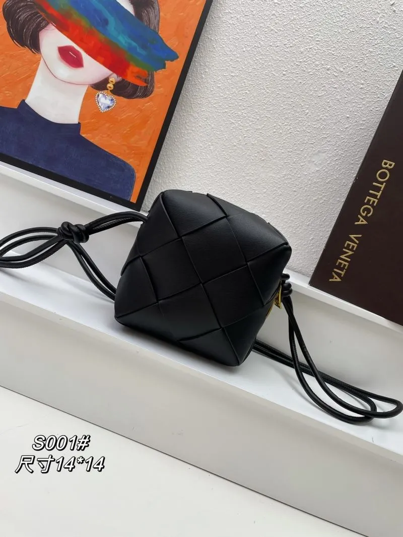 Bottega Veneta Black Woven Mini Crossbody Bucket Bag S001