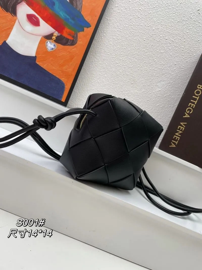 Alternative view of Bottega Veneta Black Woven Mini Crossbody Bucket Bag S001